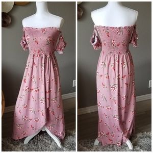 Poof NY - pink floral maxi dress